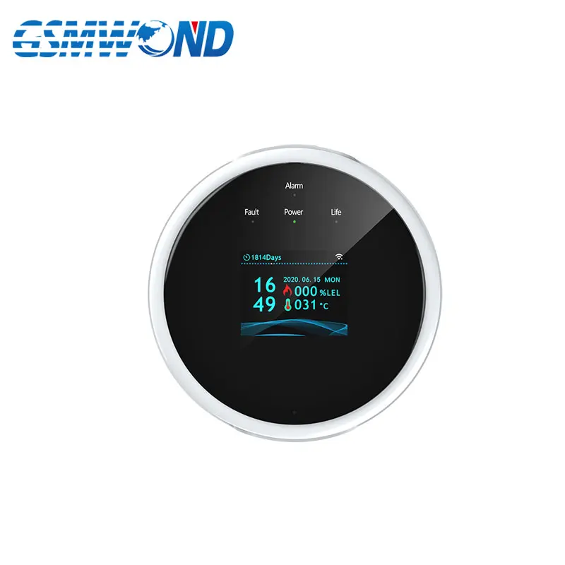 Casa inteligente wi fi sensor de vazamento de gás display led tela detector de temperatura combustível tuya lpg vazamento de gás alarme segurança