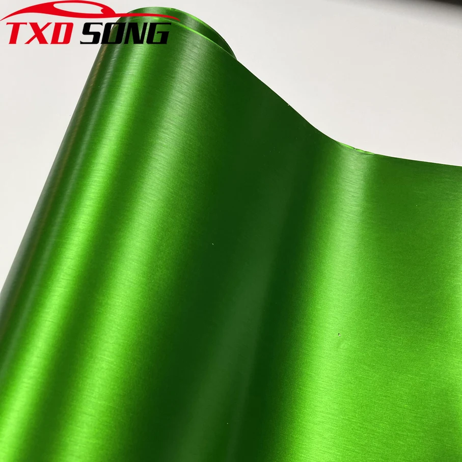 50cm*152/200/300cm Green Metallic Brushed Aluminum Vinyl Metal Car Wrap Film DIY Styling Adhesive Car Motorbike Sticker Decal