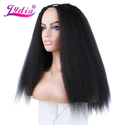 Lydia Afro Kinky Straight U Part Black 1B# Color Hair Wig Heat Resistant Synthetic 16-22 Inch Daily Wigs For Women  Ladies