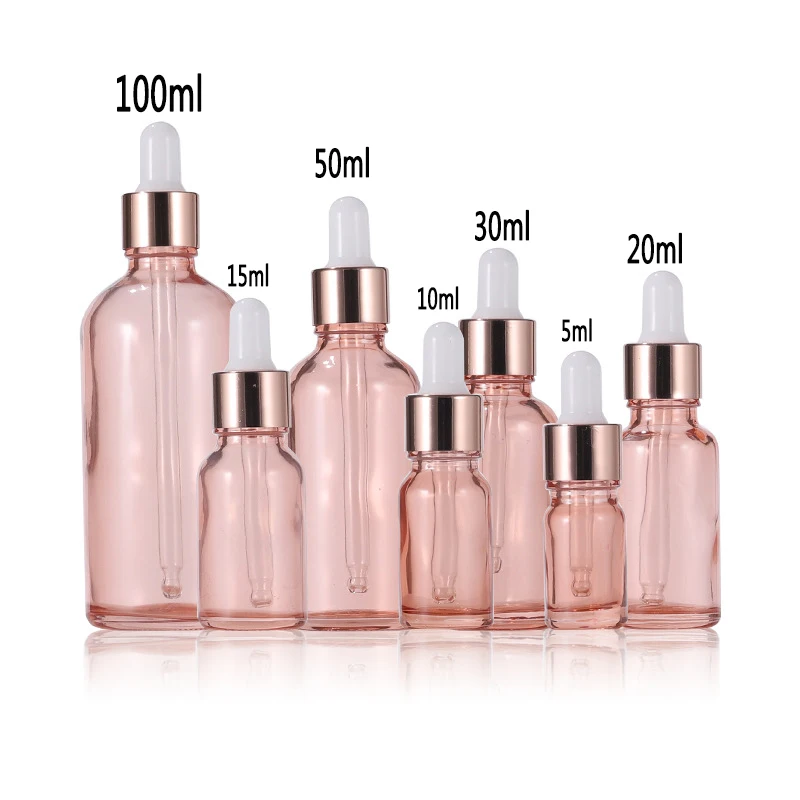 5ml -50ml 5Pcs/lot Glass Dropper Bottles with Golden Caps Empty  Glass Bottles for Essential Oils Perfume Oils