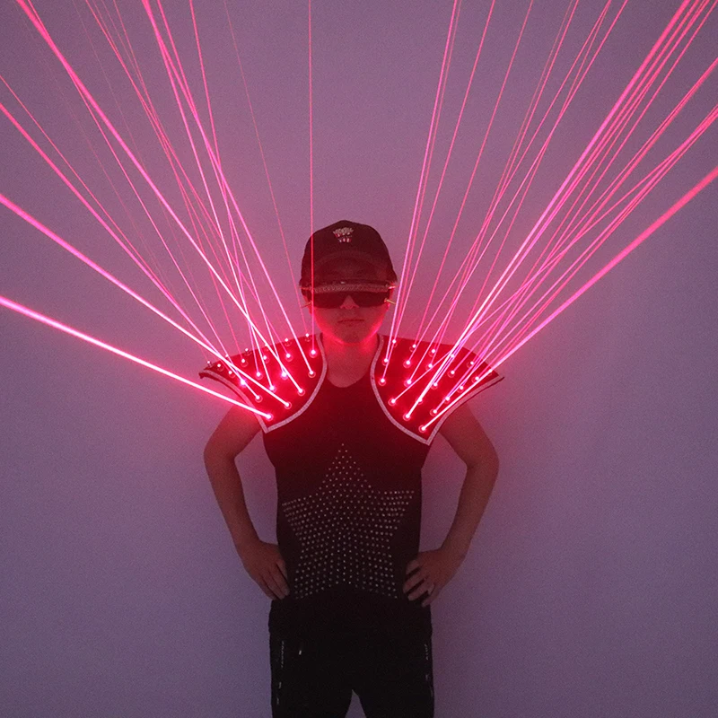 Red Laser Vest 650nm Laser Shoulder LED Luminous Waistcoat Bar Nightclub Disco Party Stage Show Glowing Costume