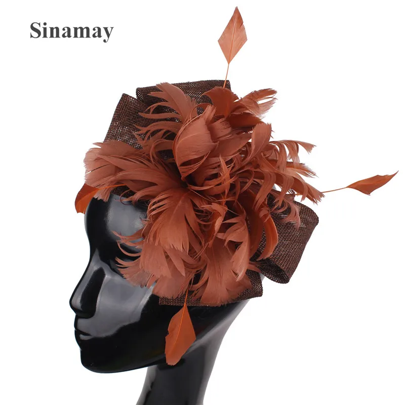 

Imitation Sinamay Wedding Fashion Headwear Women Fascinator Hat Elegant Ladies Chic Church Headress With Mesh Hair Accessories