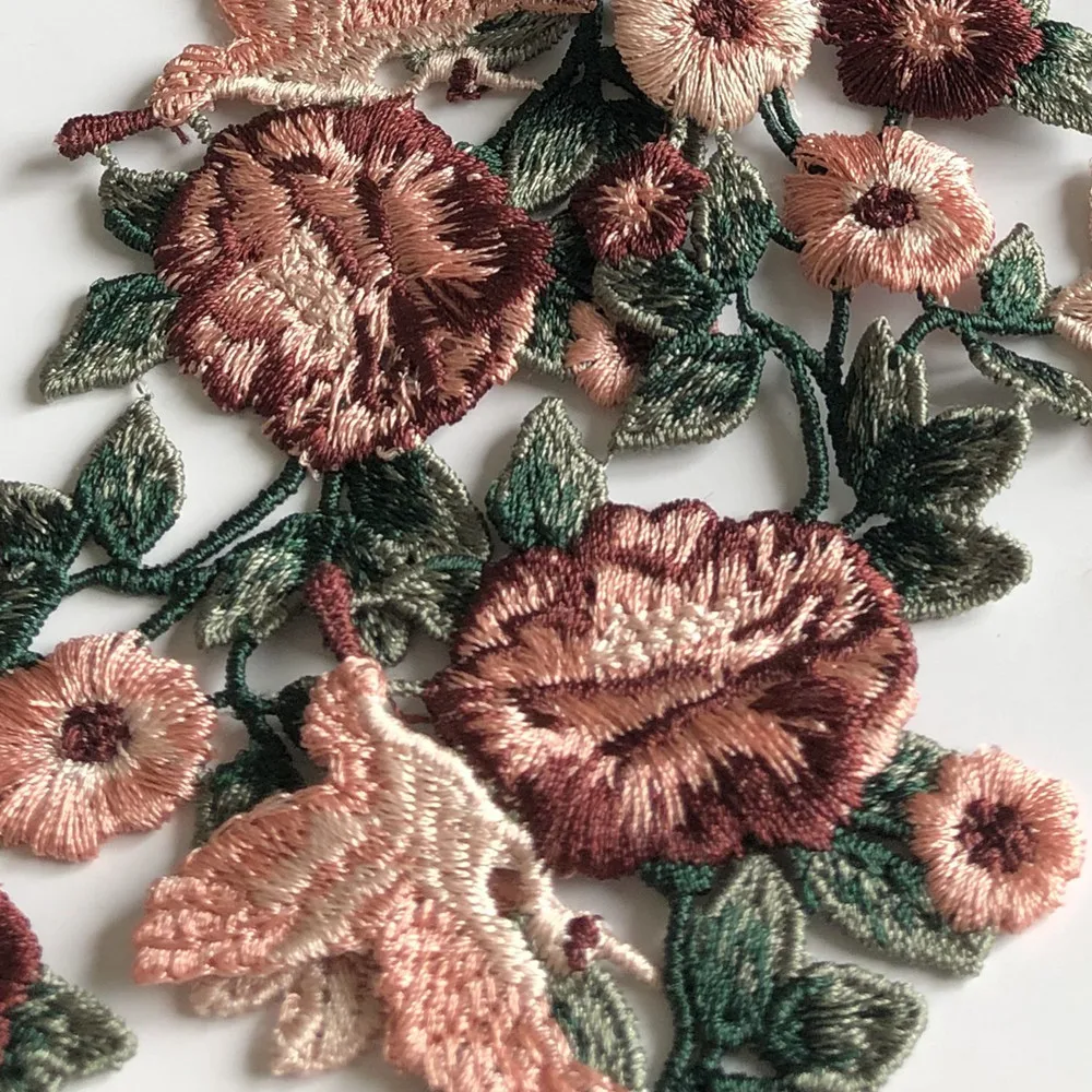 2 Pair/Set Embroidery Rose Flower Patch Applique diy Crafts Stiker for Jeans Hat Bag Clothes Accessories Badges
