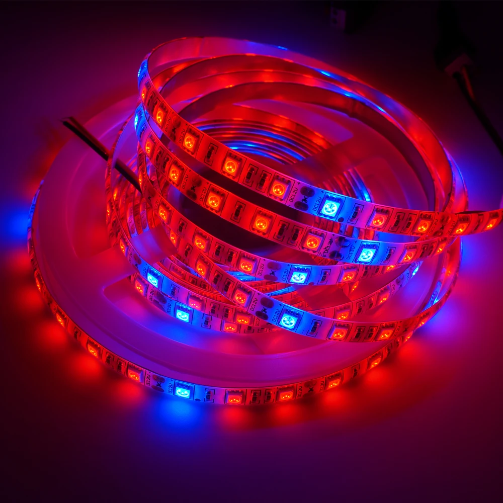 5M Phyto Lamps Full Spectrum LED Strip tape 12V 60LEDs/m 5050 Chip LED Fitolampy Grow Lights For Greenhouse Hydroponic plant Bar