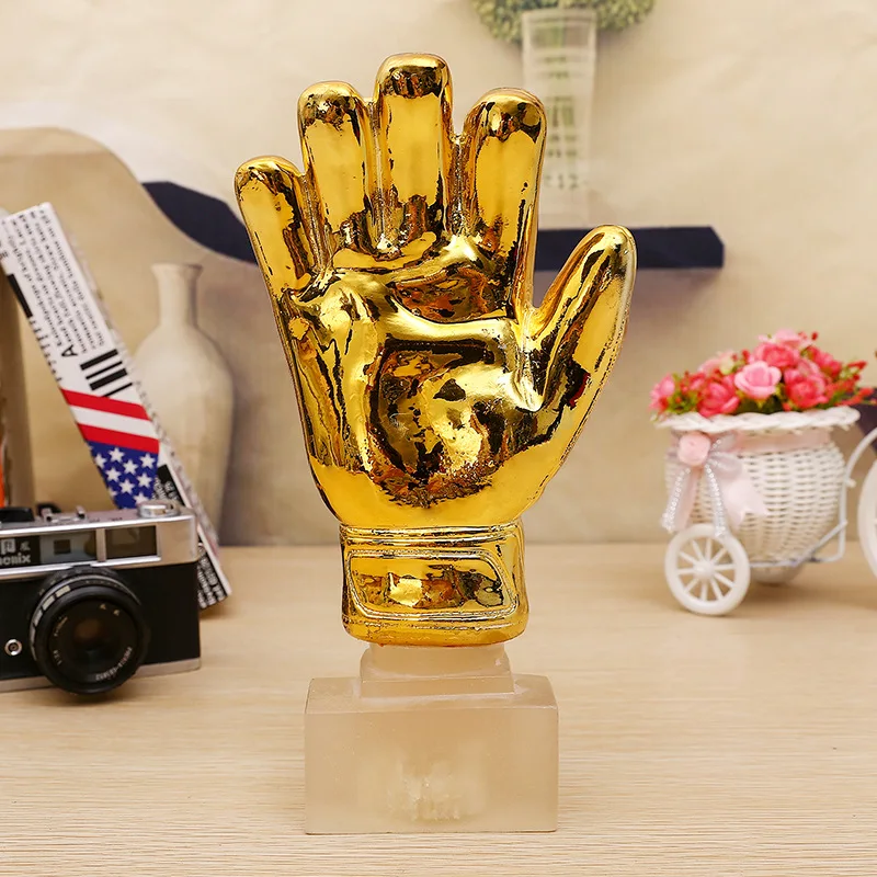 Resin Gold Crafts Football Goalkeeper Gloves Trophy Ornaments Fans Supplies Trophy Home Decoration Desk New Arrival Ornaments