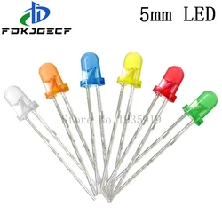 100pcs 5mm LED Diode 5 mm LED Assorted Kit DIY LEDS Set White Green Red Blue Yellow Orange DIY Light Emitting Diode