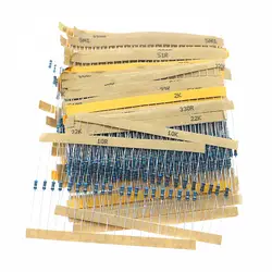 1000Pcs 50 Values x 20pcs 1/4W 1Ω~10MΩ Metal Film Resistor Resistance Assortment Kit Set 1%