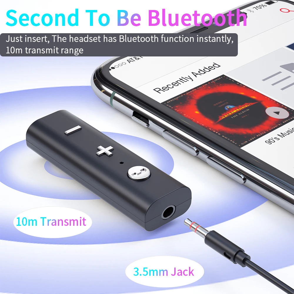 Essager Bluetooth-compatible 5.0 Receiver Wireless Adapter For 3.5mm Jack Earphone Speaker Headphone Aux Audio Music Transmitter