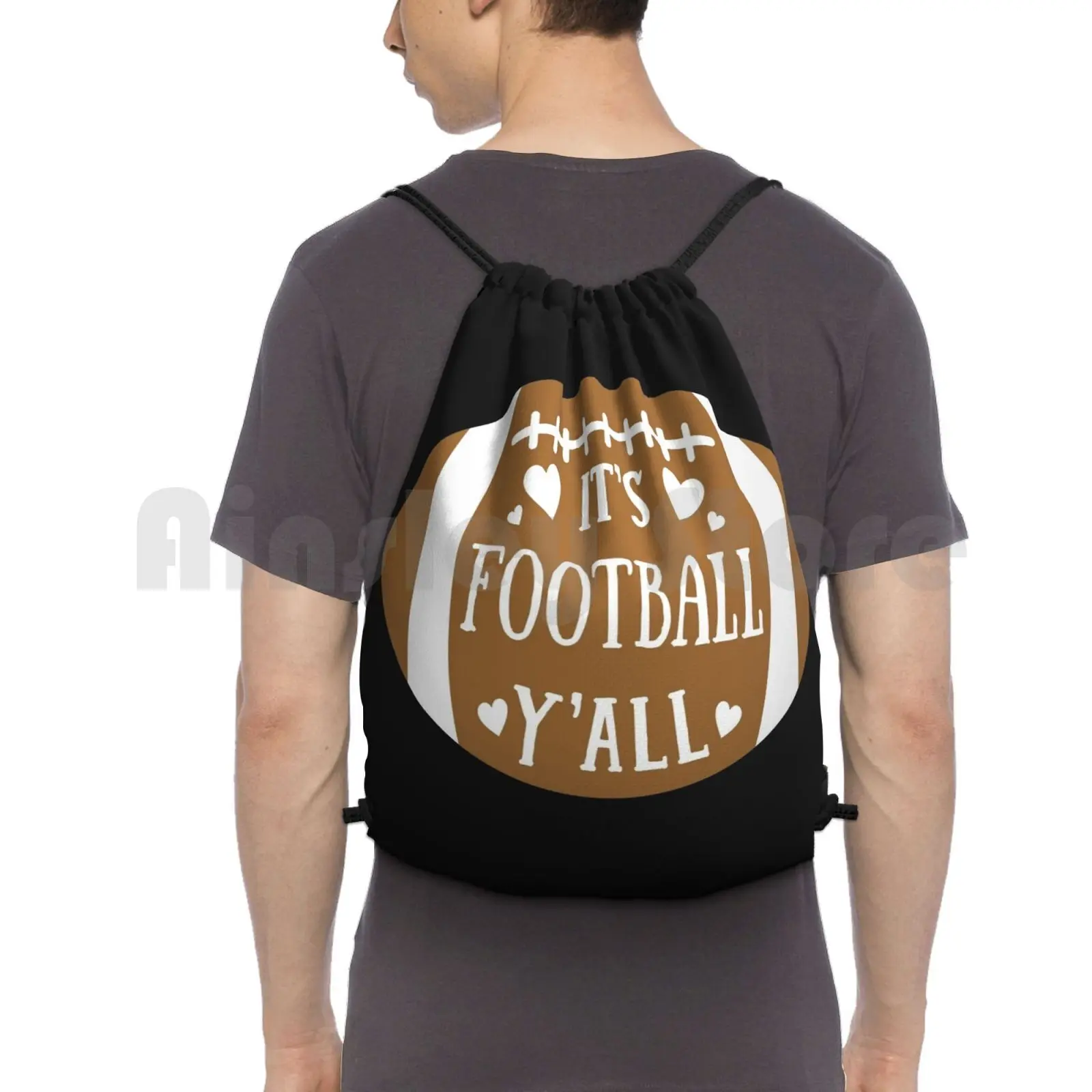 It's Football Y'all Funny Novelty Mom Perfect Fan Field Gift Product Backpack Drawstring Bag Riding Climbing Gym Bag