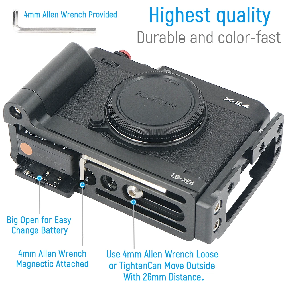 Empuñadura de Metal de placa en L de liberación rápida Arca Swiss, soporte para Fuji Fujifilm X-E4 XE4