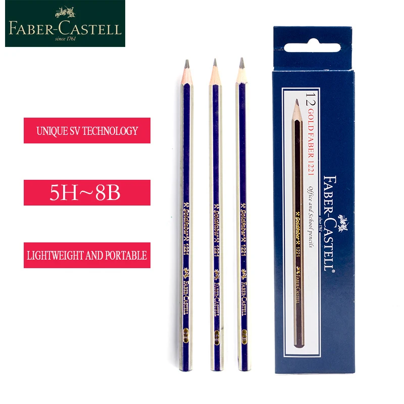 

Faber Castell 1221 12pcs Sketch and Drawing Wooden Pencil Set 5H/4H/3H/2H/H/HB/B/2B/3B/4B/5B/6B/7B/8B Students Art Supplies