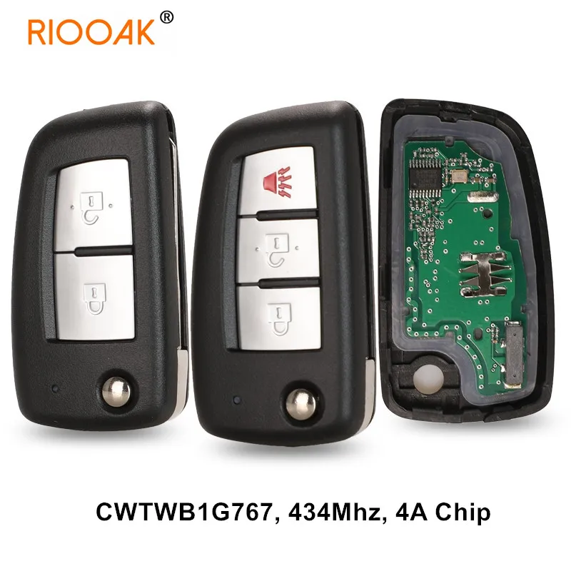 

2/3 Buttons 433MHz 4A PCF7952E Flip Remote Key For Nissan Qashqai J11 Pulsar C13 Juke F15 X-Trail T32 Micra CWTWB1G767