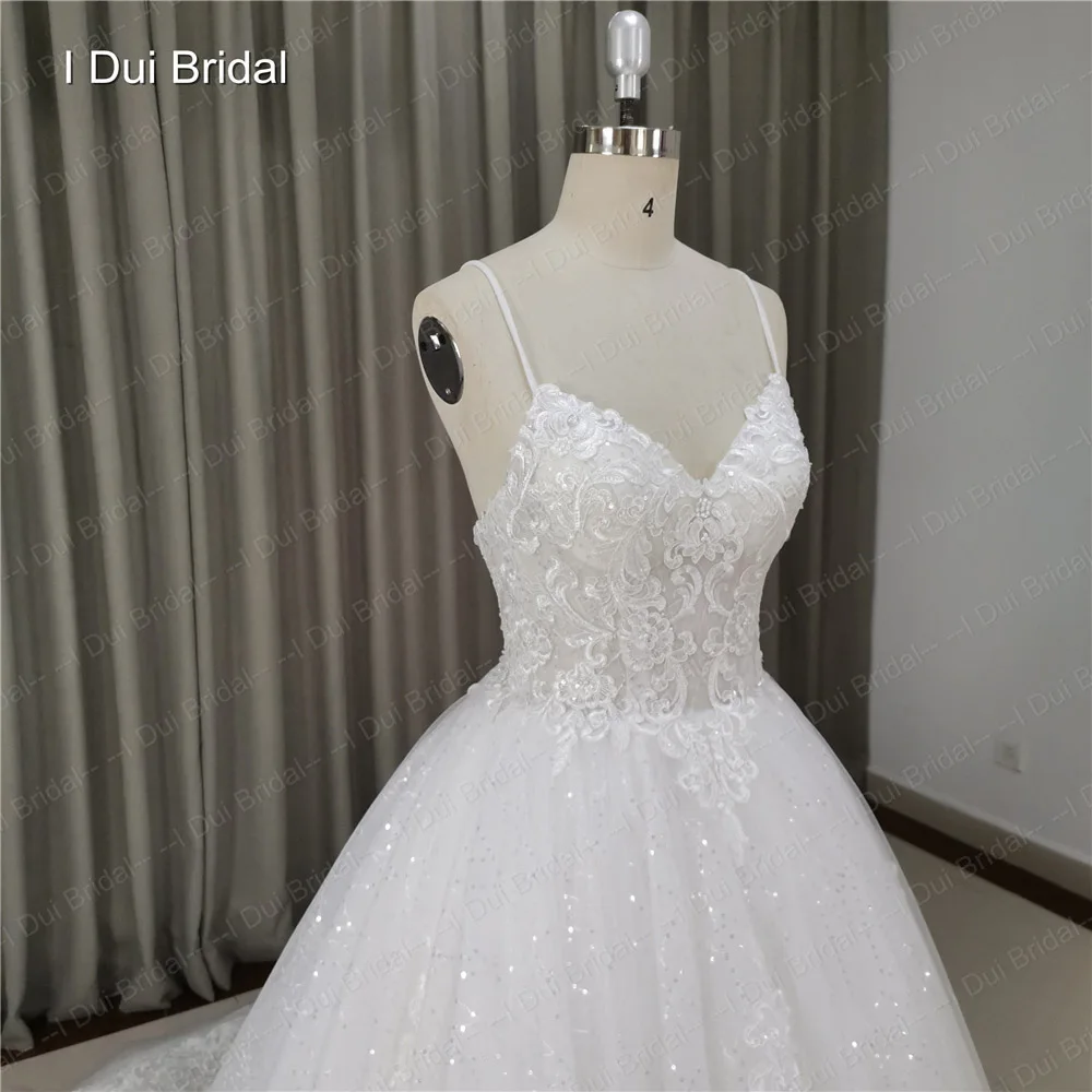 Pulseira de espaguete shinny vestido de baile vestido de casamento fábrica feito sob encomenda novias nupcial 2022 novo