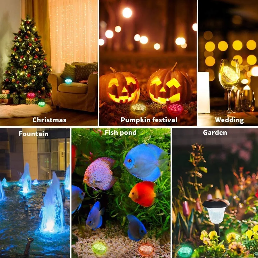 13 Led Remote Controlled RGB Submersible Light USB Rechargeable  Underwater Night Lamp Outdoor Vase Bowl Garden Party Decoration