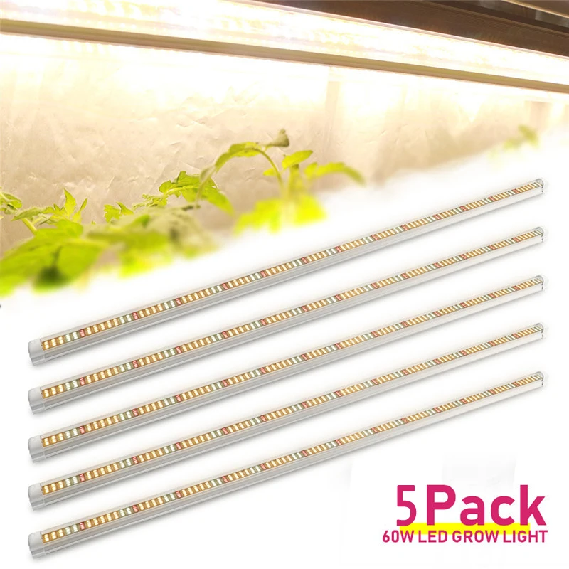 

5pcs/lot 60W Full Spectrum LED Grow Light 120cm T8 Tube Plant Phytolamp Growing Lamp for Indoor Flower Vegs Seeds Grow Tent