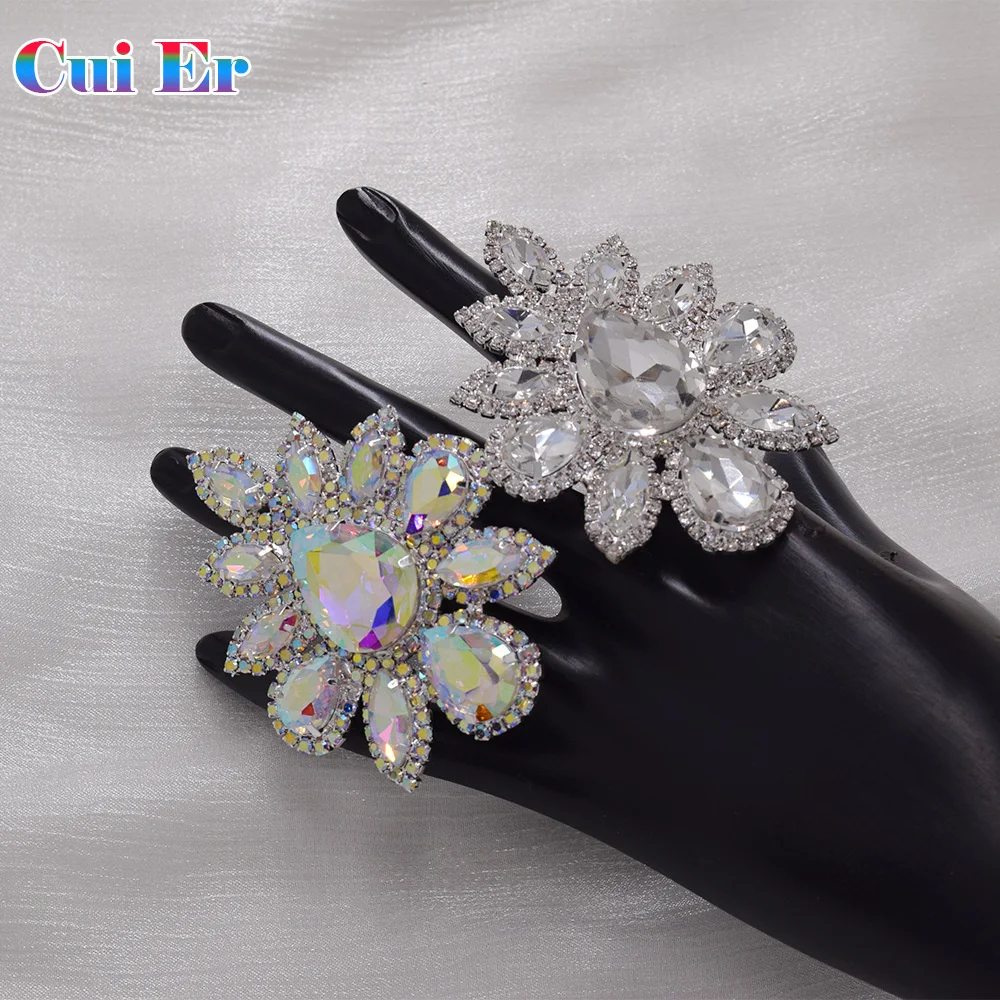 Big size 5.2*7.3cm oval big women rings adjustable jewelry fashion show ring for wedding jewelry crystal rhinestones jewelry