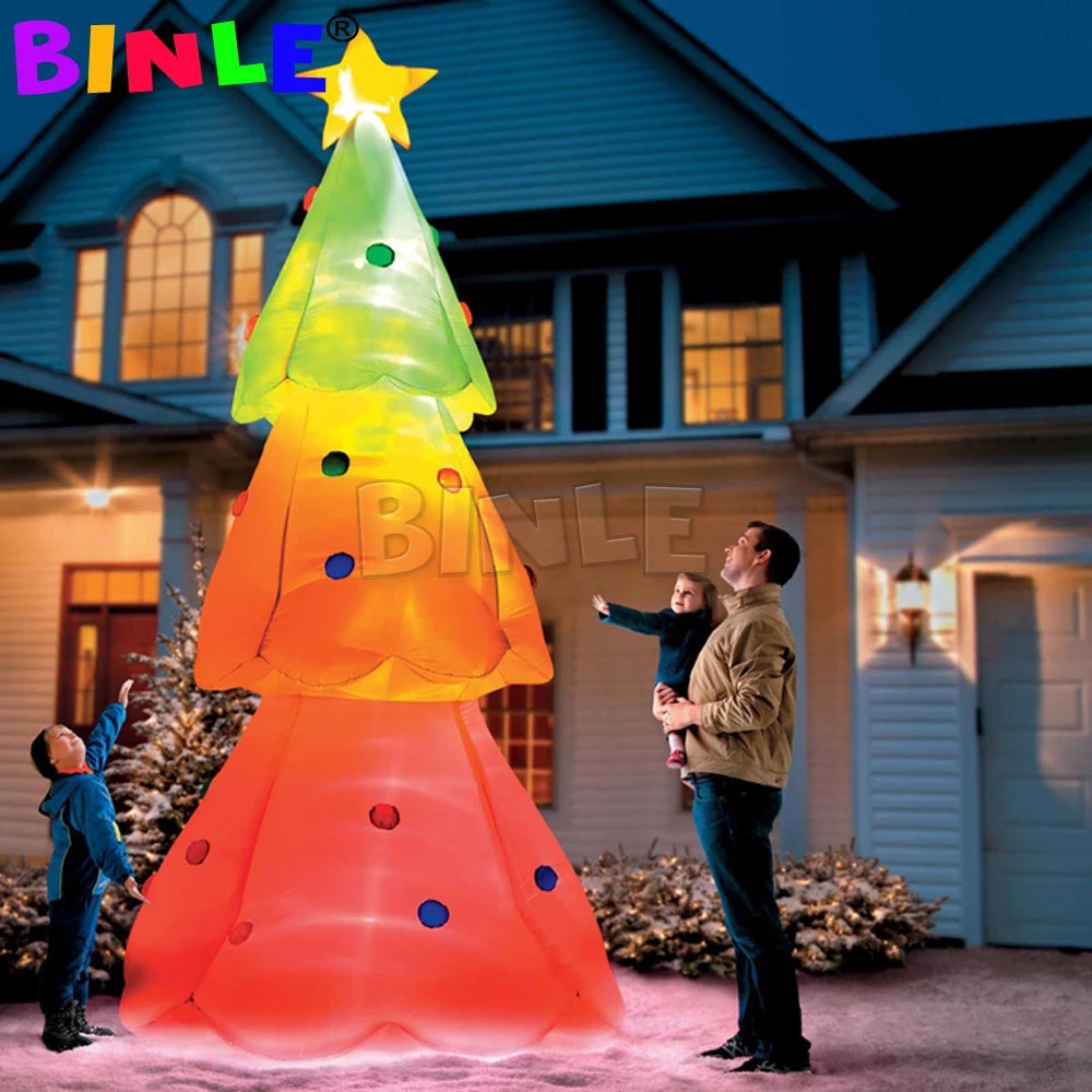 

3mH top quality special white inflatable christmas tree with colorful led lights for party decoration