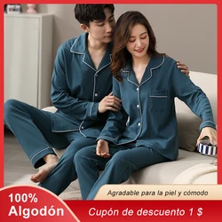 Pijamas de algodón 100% para hombre y mujer, ropa de dormir para pareja, de Navidad, para el hogar, Invierno