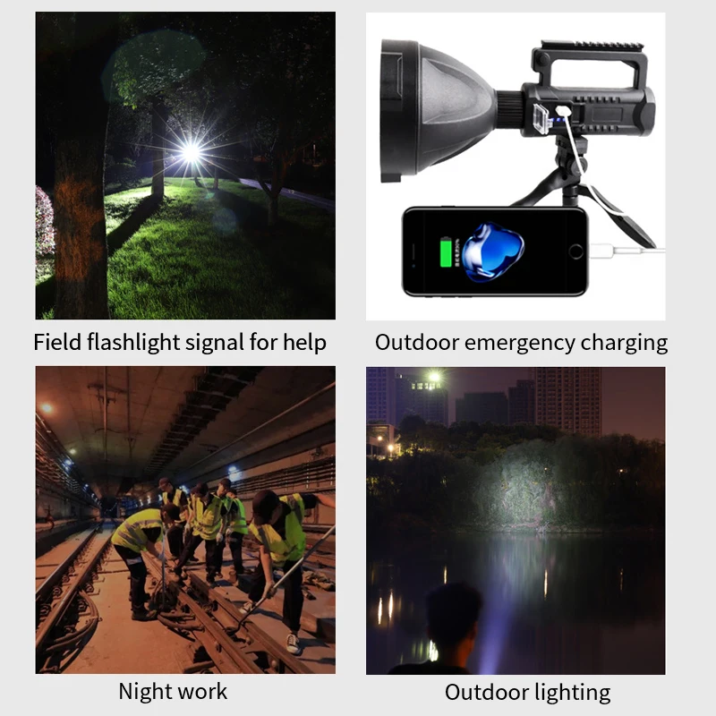 TRLIFE Super Long-range Flashlight Brightest XHP70.2/XHP50 LED Torch 7200mAh Portable Searchlight with Bracket USB Spotlight