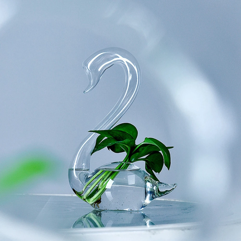 Transparent Glass Hydroponic Flower Vase Swan Shape Home Decoration Holiday Gifts Wedding Decoration image 4