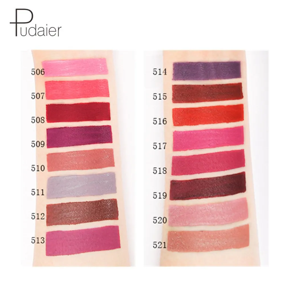 Pudaier 16Color Nude Matte Lipstick Waterproof Liquid Lipstick Long Lasting Moisturizer Women Red Lip Stick Tint Makeup Cosmetic