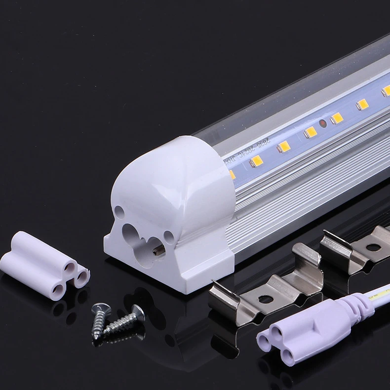 T8 V-Shaped 3ft 4ft 5ft 6ft 8ft Led Bulbs Tube Integrated T8 Led Tube 54w 60w Double Row SMD2835 Led Fluorescent Lights 85-265V