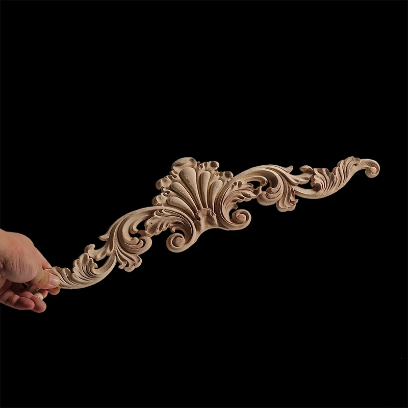 Unpainted Exquisite Classical Wood Decal Onlay Wood Applique Mouldings Floral Corner Wooden Furniture Decoration Accessories