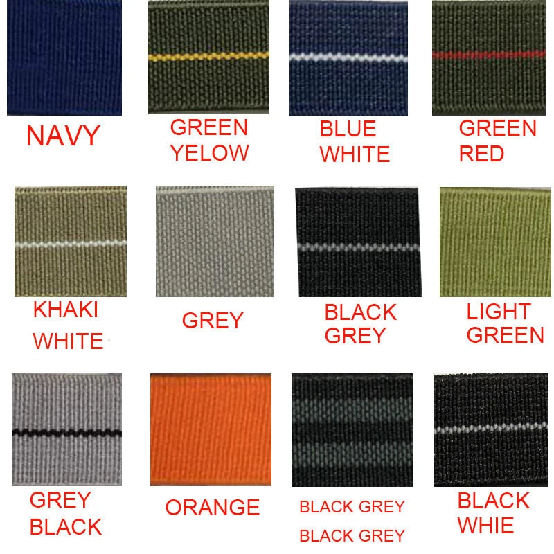 Long Nylon Watch Band Green/Yellow 18mm 20mm 22mm French Troops Parachute Bag Watchband Watch Strap Bracelet Watch Band