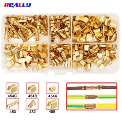 300 PCS U-Shape Copper Docking Terminals Crimp Non-Insulated Assortment Cable Wire Spade Electric Butt Connector Kit DJ 453