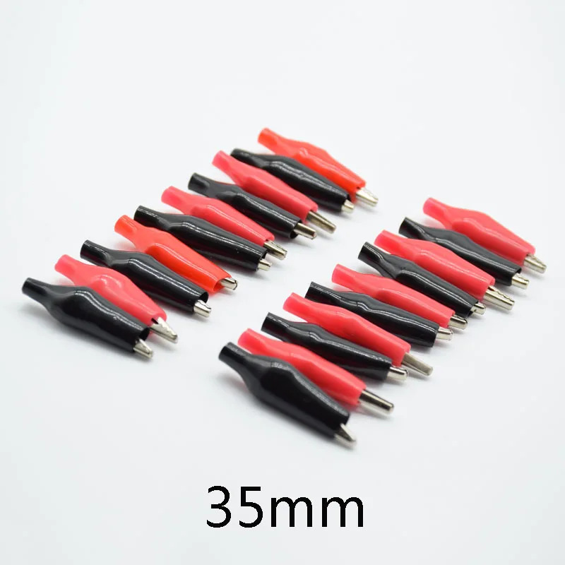 20pcs 28mm/35mm/45mm Alligator Clips Electrical Test Crocodile red black Clamps Jumper Helper Protective Insulation Cover