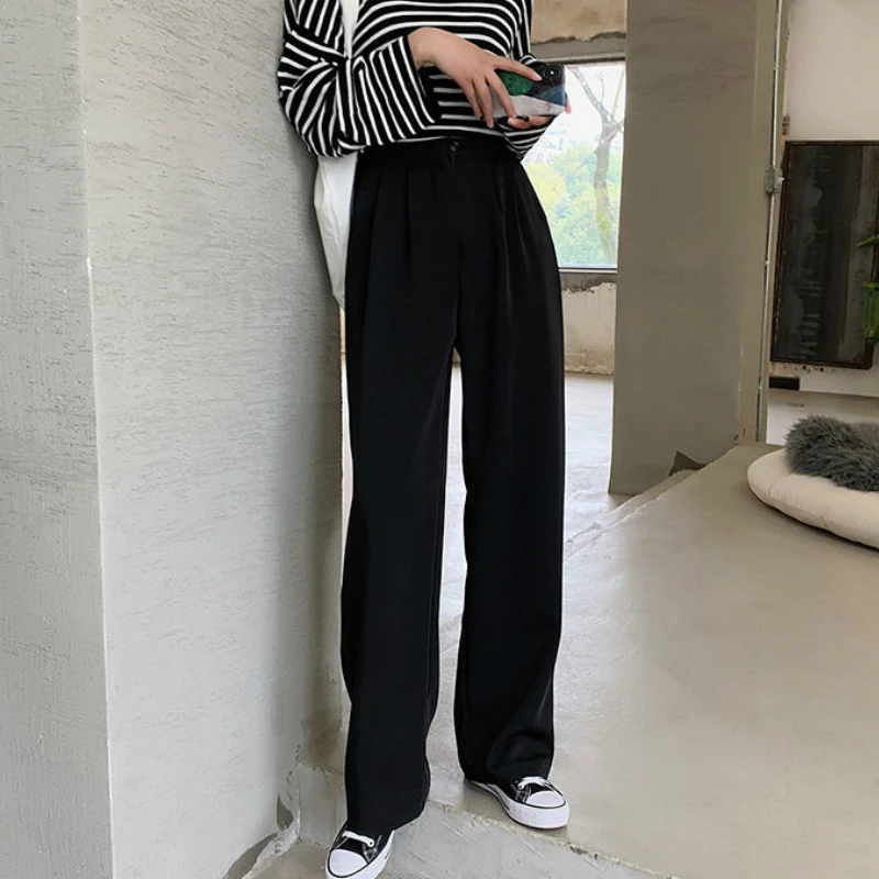 Rahat Pantolon Kadın Vintage Saf Bordo Ofis Bayan Uzun Pantolon Yaz Yumuşak Zarif Cepler Minimalist Femme Chic streetwear