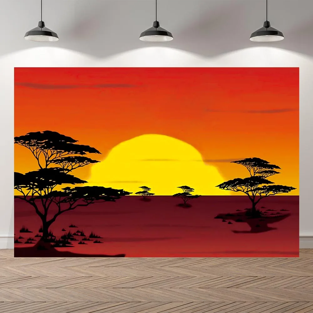 Africa Sunset View Grassland Kids Children Photography Studio Backgrounds Professional Indoor Photo Backdrops Birthday Banner