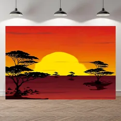 Africa Sunset View Grassland Kids Children Photography Studio Backgrounds Professional Indoor Photo Backdrops Birthday Banner