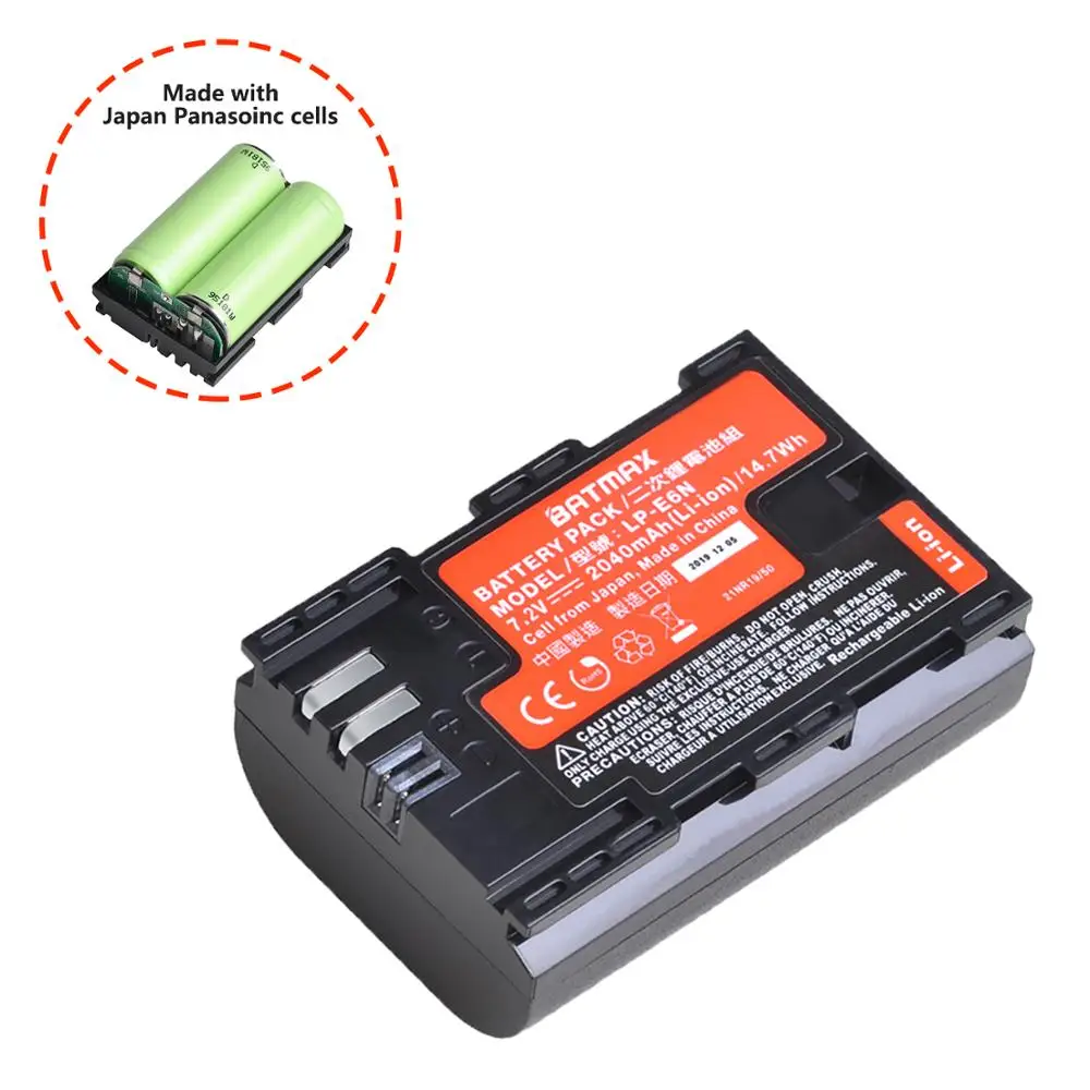 4X 2040mAh LP-E6 LP-E6N LP E6 bateria japonia Panasonic komórka dla Canon EOS 6D 7D 5D Mark II III IV 5D 60D 60Da 70D 80D 5DS 5DSR