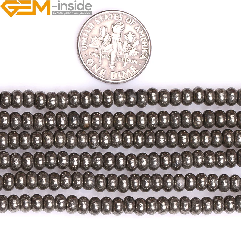 Natural Gem-Inside Rondell Silver Gray Pyrite Beads For Jewelry Making Strand 15 Bracelet Necklace Diy Gifts Wholesale New