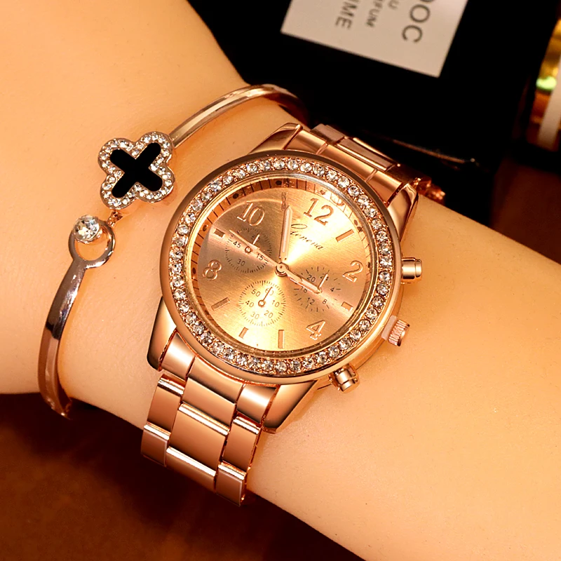 2024 New Geneva Classic Luxury Rhinestone Watch Women Watches Fashion Ladies Women\'s Clock Reloj Mujer Relogio Feminino Q09