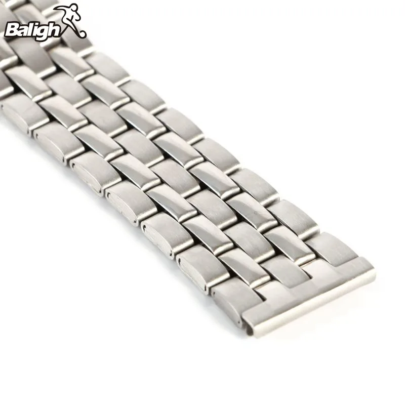 Stainless Steel Metal Strap Silver Watch Band Unisex Bracelet Watchbands Double Fold Deployment Clasp Watch Buckle 18 20 22mm