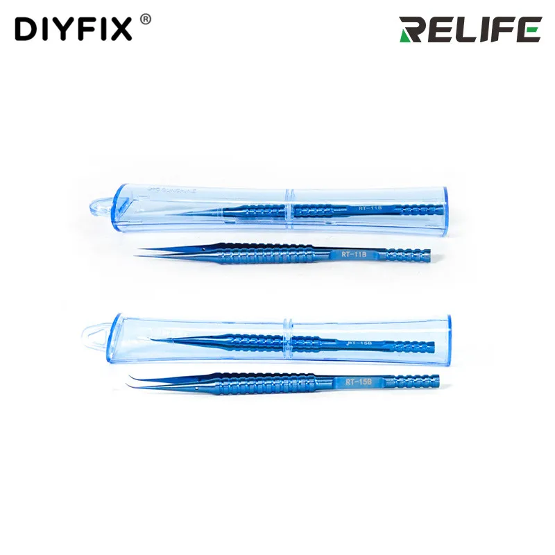 Relief RT-11B/15B Titanium Alloy Tweezers Mobile Phone Repair Flying Line Tweezers Lengthened Hardened 0.15mm Fine-tipped Tool