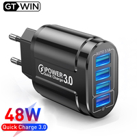 GTWIN 48W Quick Charger 3.0 USB Charger For iPhone 4 Port Wall Fast Charging For Samsung Xiaomi Mi Huawei Mobile Phone Adapter