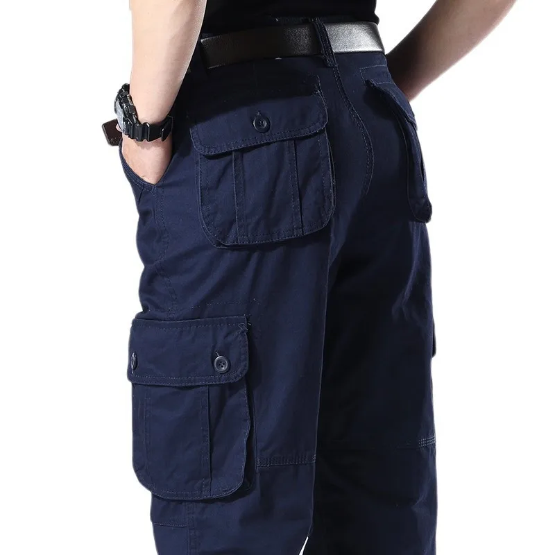 Men's Spring Baggy Cargo Pants Work Overalls Tactical Multi-Pocket Casual Cotton Pants Male Army Straight Slacks Long Trousers view 2