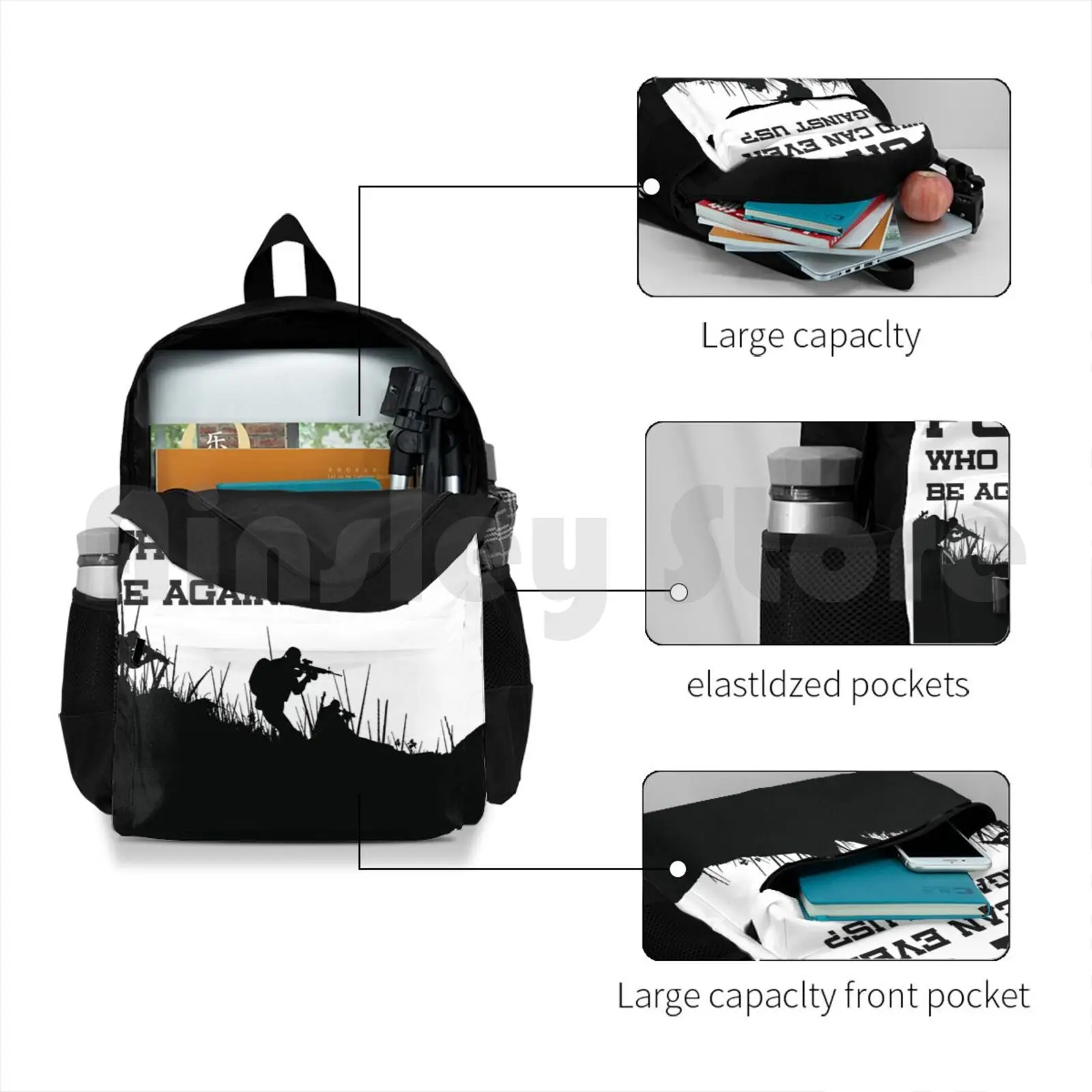 ซูเปอร์ฮีโร่กระเป๋าเป้สะพายหลังเดินป่ากลางแจ้งกันน้ํา Camping Travel ซูเปอร์ฮีโร่พระเจ้า I Am Creator Strength กลัวความกล้าหาญ Big Bible Art