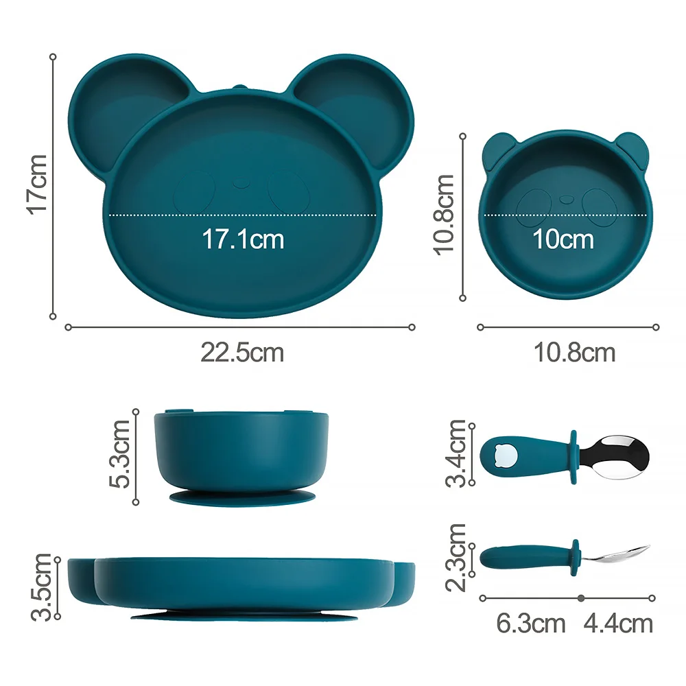 TYRY.HU-Vaisselle en silicone pour bébé, 4 pièces, bols à manger, dessin animé Krasnobritware, assiettes d\'alimentation pour bébé, bol fourchette