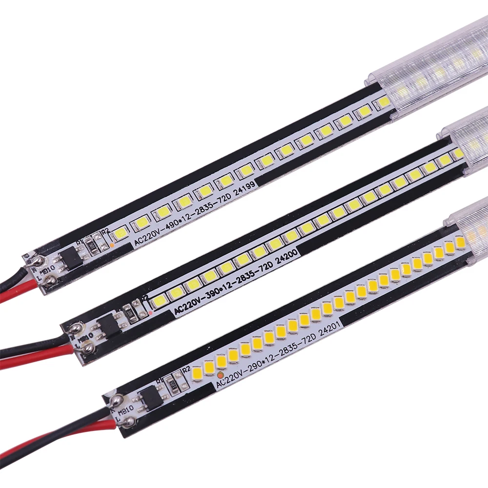 220V Led Rigid Strips 30/40/50CM 72LEDs Kitchen Under Cabinets Fluorescent Floodlight Tube Lamp Super Bright Bar Light