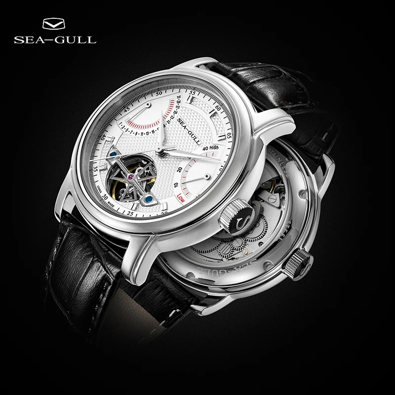 Seagull watch hollow flywheel automatic mechanical watch multifunctional business watch with dual calendar D819.626