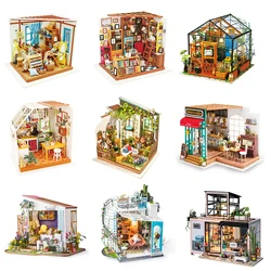 Robotime DIY Wooden Miniature Dollhouse 1:24 Handmade Doll House Model Building Kits Toys For Children Adult Drop Shipping