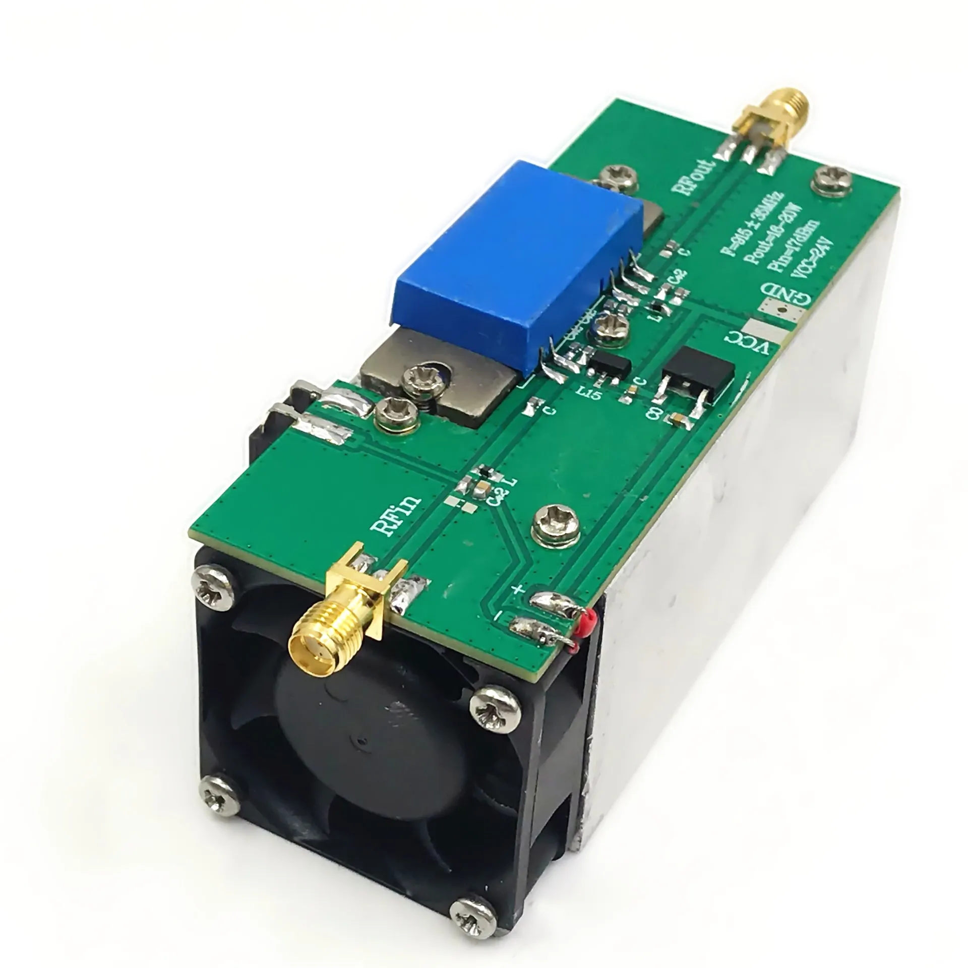 RF Power Amplifier   RF Power Amp with Heat Sink for Ham Radio 600-1100MHz Gain=30dB，Pout=8W