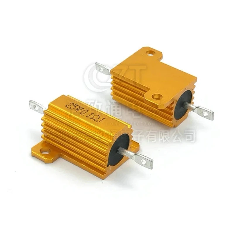 5PCS 25W RX24 Alumínio Shell Power Metal Caso Wirewound Resistor 0.1 ~ 30K 0.5 1 2 3 5 6 8 10 20 100 150 200 300 500 K 10 1K ohm