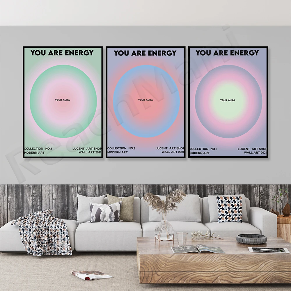 Pastel Modern 'You Are Energy' Halo Typography Poster Minimalist Canvas Print Wall Art Decoration I Can Print Quote