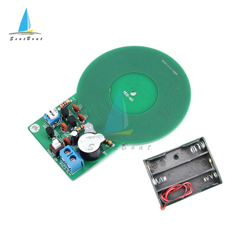 DIY Kit Metal Detector Electronic Kit DC 3V-5V 60mm Non-contact Sensor Board Module Electronic Part with Battery Case