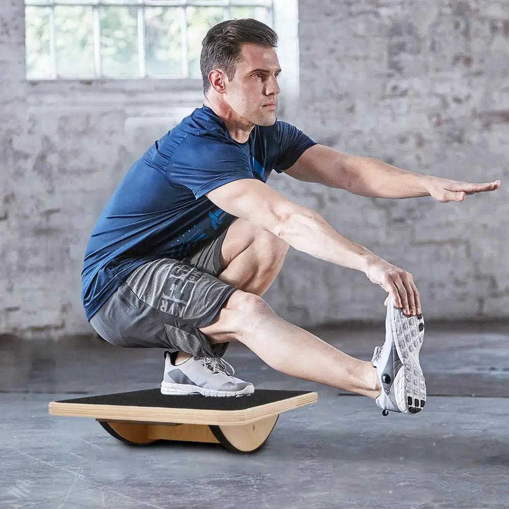 Drewniana Balance Board wyważająca do jogi antypoślizgowa antypoślizgowa ściskacz Balance Board sportowa do ćwiczeń Fitness joga